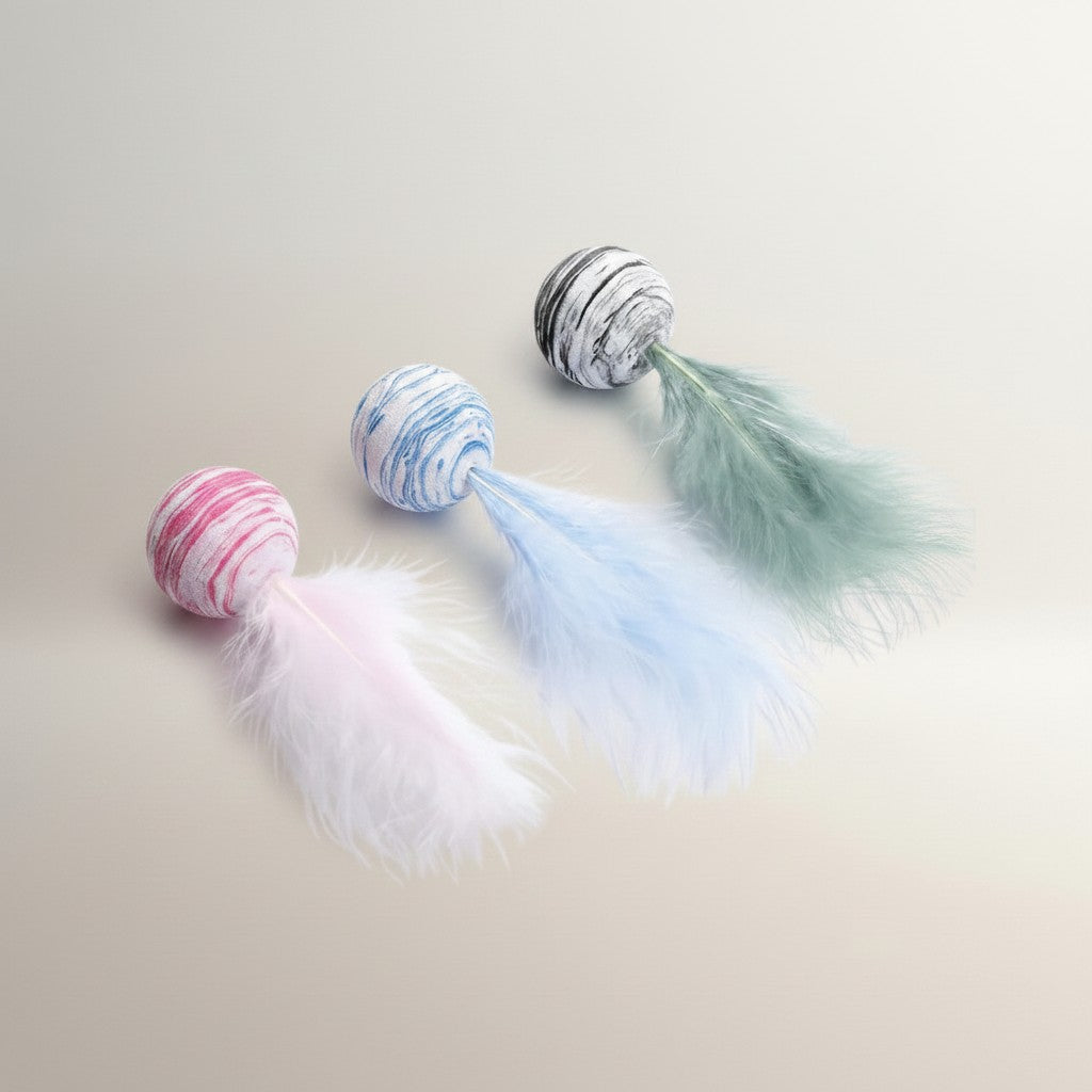 Cat & Dog Star Feather Ball Toy