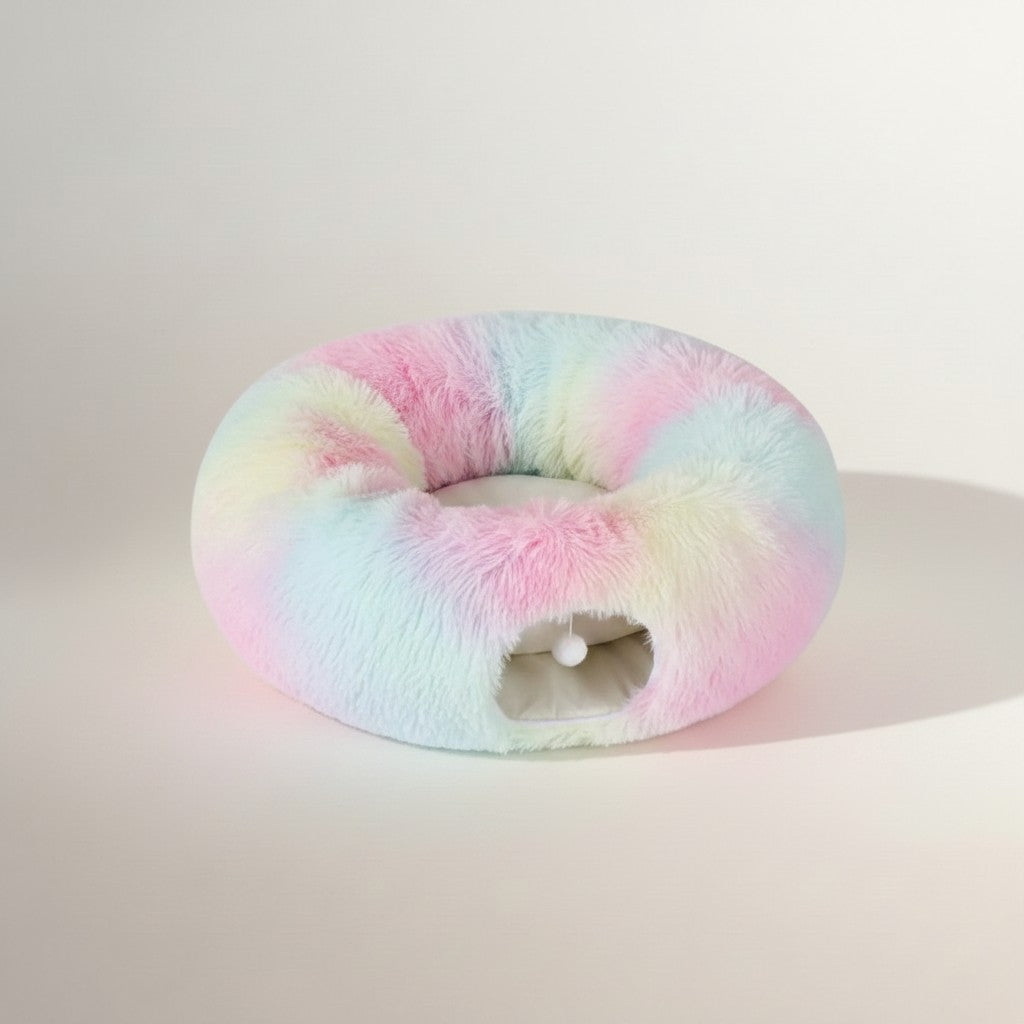 Donut Plush Cat Tunnel – Cozy, Washable Bed for Sleeping & Playing Kittens