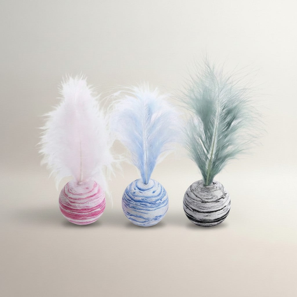 Cat & Dog Star Feather Ball Toy
